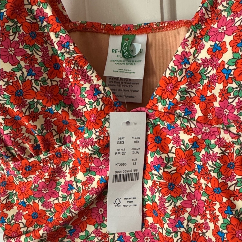 J.Crew Ruched V-neck one-piece swimsuit in brilliant blooms BP127 - Picture 3 of 7
